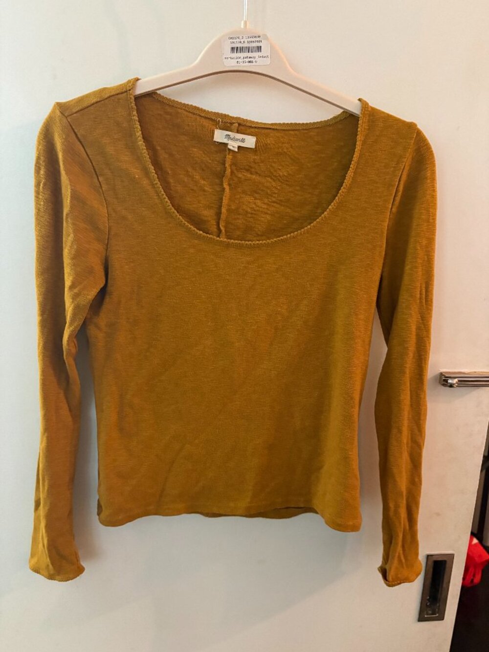 Madewell Mustard Gold Long Sleeve Scoop Neck Top Sz M